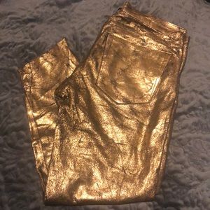One Teaspoon Gold Leather Cropped Pants